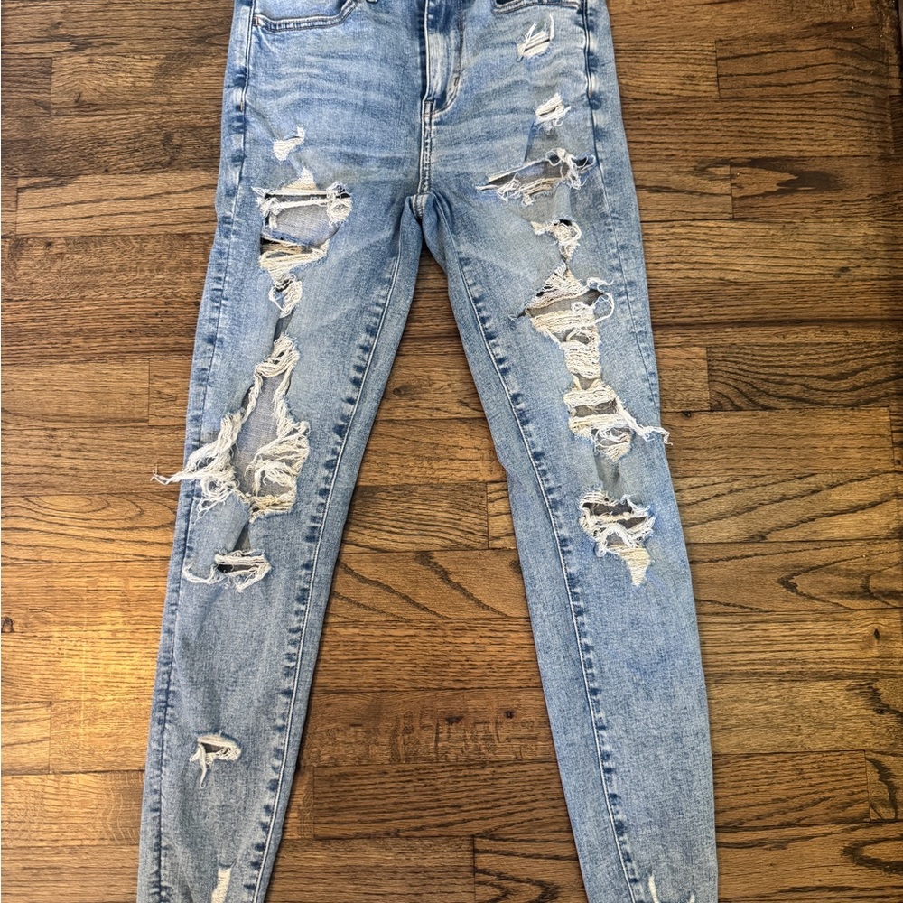 American Eagle Outfitters Light Blue Ripped Skinny Jeans